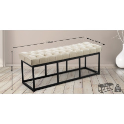 Taburete Pie de Cama Amun Con Base en Negro Crema,120 cm