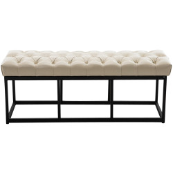 Taburete Pie de Cama Amun Con Base en Negro Crema,120 cm