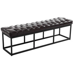 Taburete Pie de Cama Amun Con Base en Negro Marrón,150 cm