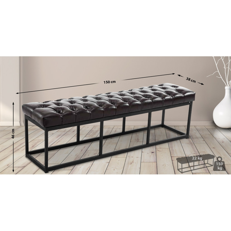 Taburete Pie de Cama Amun Con Base en Negro Marrón,150 cm