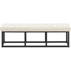 Taburete Pie de Cama Amun Tela & Negro Crema,150 cm