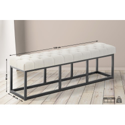 Taburete Pie de Cama Amun Tela & Negro Crema,150 cm