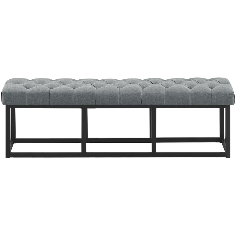 Taburete Pie de Cama Amun Tela & Negro Gris oscuro,150 cm