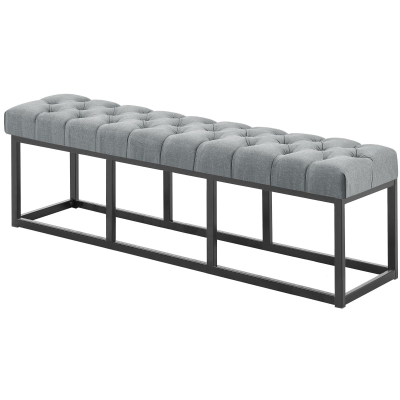 Taburete Pie de Cama Amun Tela & Negro Gris oscuro,150 cm