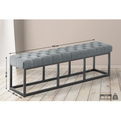 Taburete Pie de Cama Amun Tela & Negro Gris oscuro,150 cm