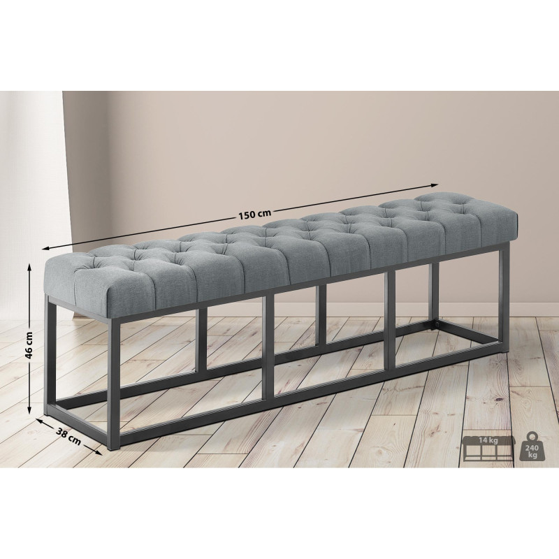 Banc Amun, tissu B150, gris fonc?