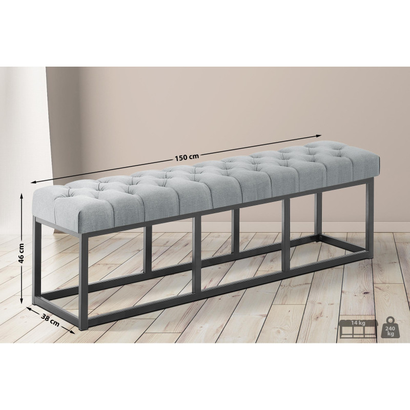 Banc en tissu Amun B150 gris