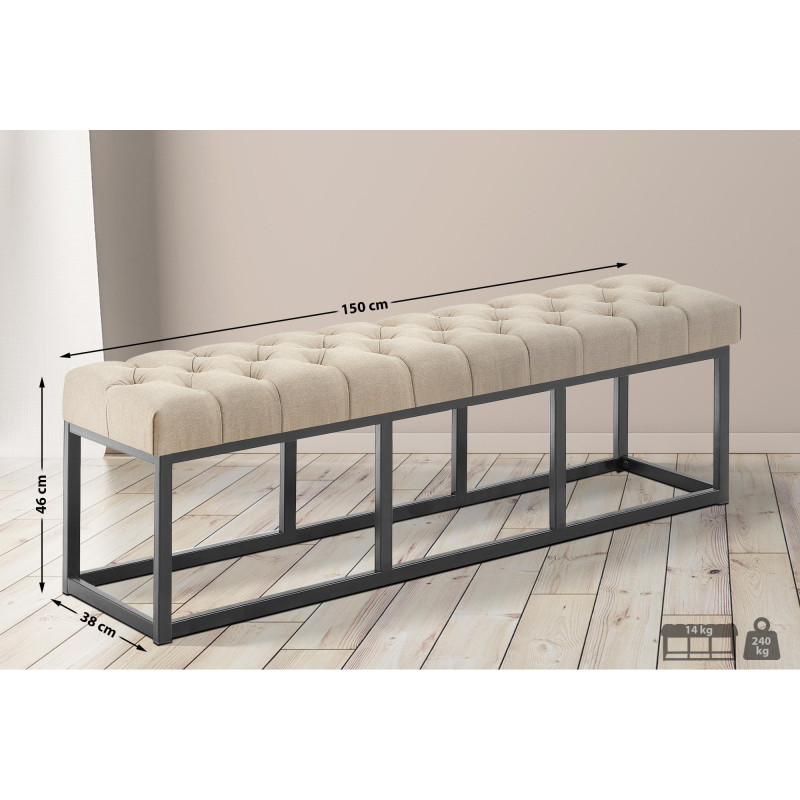 Banc en tissu Amun B150 taupe