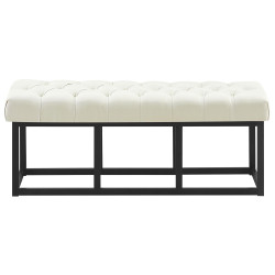 Taburete Pie de Cama Amun Tela & Negro Crema,120 cm