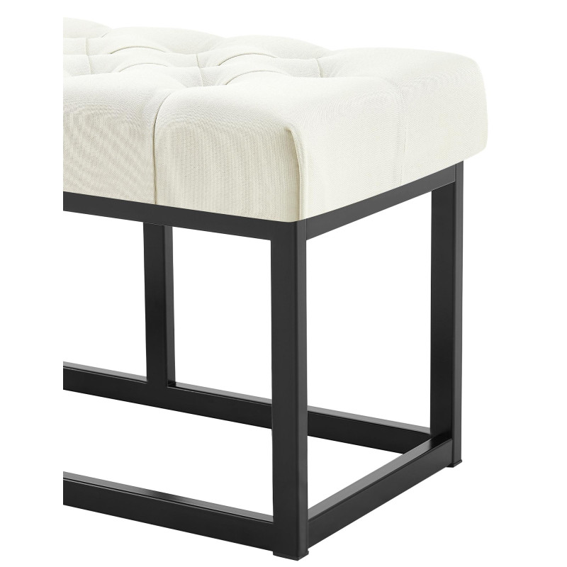 Taburete Pie de Cama Amun Tela & Negro Crema,120 cm