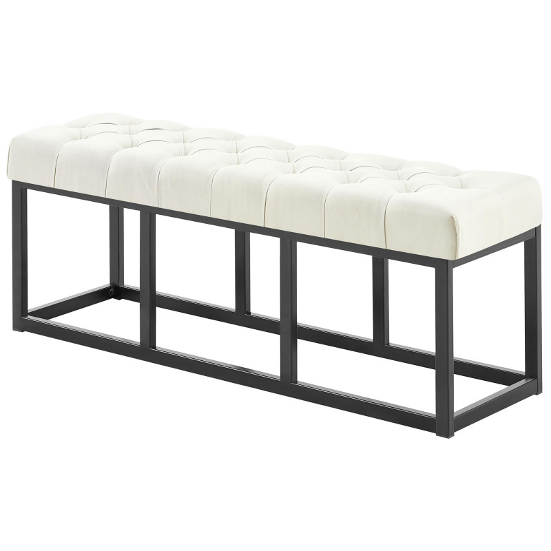 Taburete Pie de Cama Amun Tela & Negro Crema,120 cm