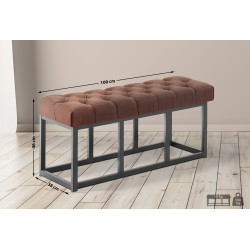 Taburete Pie de Cama Amun Tela & Negro Marrón,100 cm