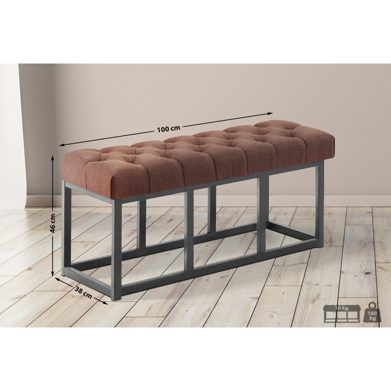 Taburete Pie de Cama Amun Tela & Negro Marrón,100 cm