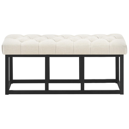 Taburete Pie de Cama Amun Tela & Negro Crema,100 cm
