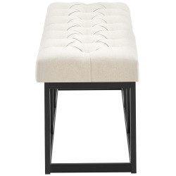 Taburete Pie de Cama Amun Tela & Negro Crema,100 cm