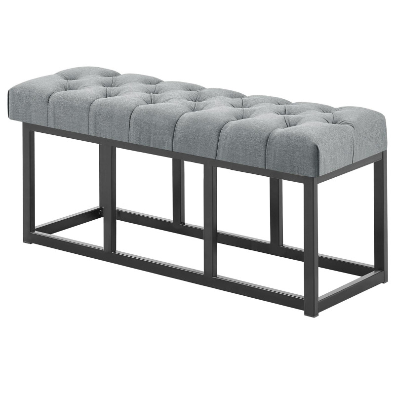 Taburete Pie de Cama Amun Tela & Negro Gris oscuro,100 cm