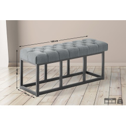 Taburete Pie de Cama Amun Tela & Negro Gris oscuro,100 cm