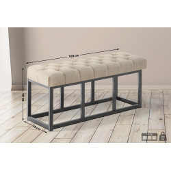 Taburete Pie de Cama Amun Tela & Negro Gris topo,100 cm