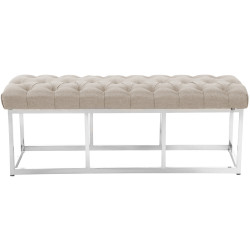 Taburete Pie de Cama Amun en Tela Crema,120 cm