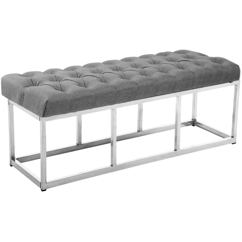 Taburete Pie de Cama Amun en Tela Gris,120 cm
