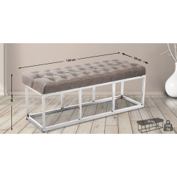 Taburete Pie de Cama Amun en Tela Gris topo,120 cm