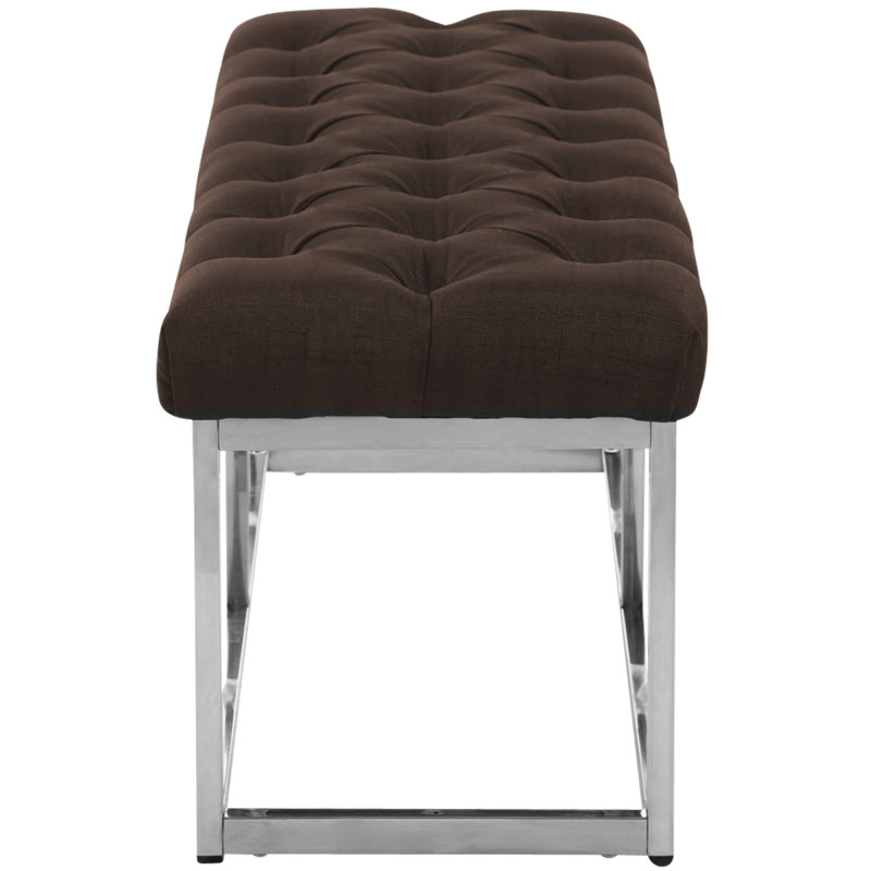 Taburete Pie de Cama Amun en Tela Marrón,150 cm