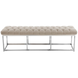 Taburete Pie de Cama Amun en Tela Crema,150 cm