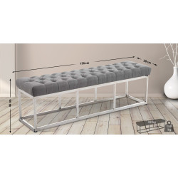 Taburete Pie de Cama Amun en Tela Gris,150 cm