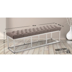 Taburete Pie de Cama Amun en Tela Gris topo,150 cm