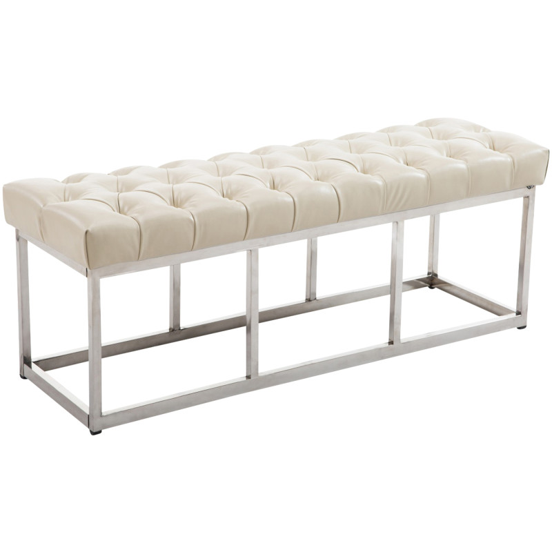 Taburete Pie de Cama Amun Con Base en Acero Inox. Crema,120 cm