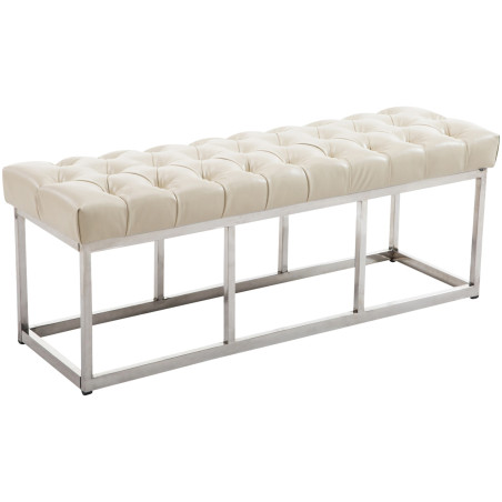 Taburete Pie de Cama Amun Con Base en Acero Inox. Crema,120 cm