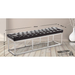 Taburete Pie de Cama Amun Con Base en Acero Inox. Marrón,150 cm