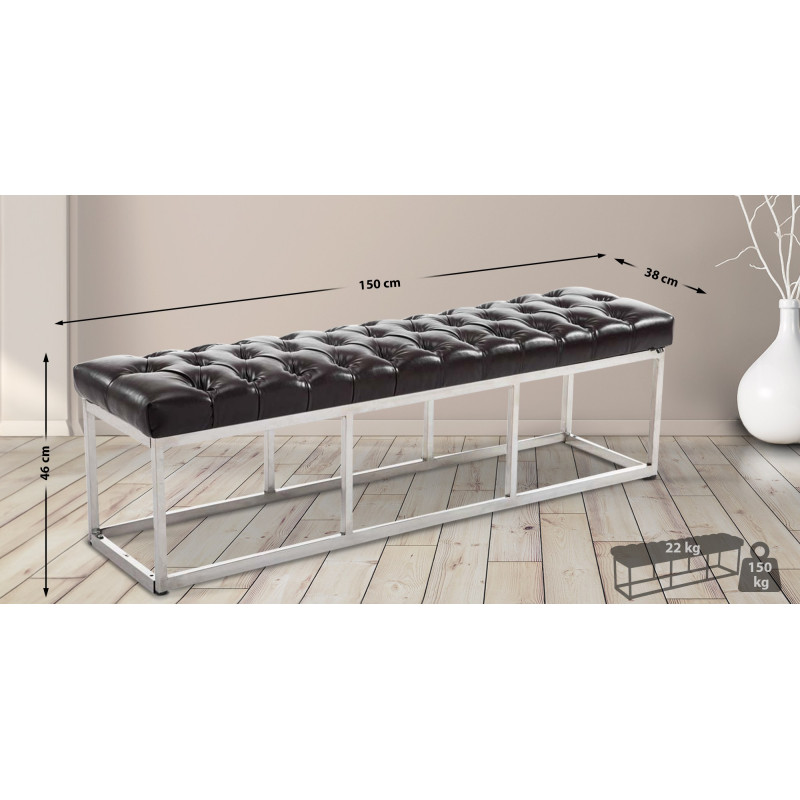 Taburete Pie de Cama Amun Con Base en Acero Inox. Marrón,150 cm