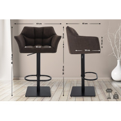 Lot de 2 tabourets de bar en tissu Damaso brun