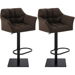 Lot de 2 tabourets de bar en tissu Damaso brun