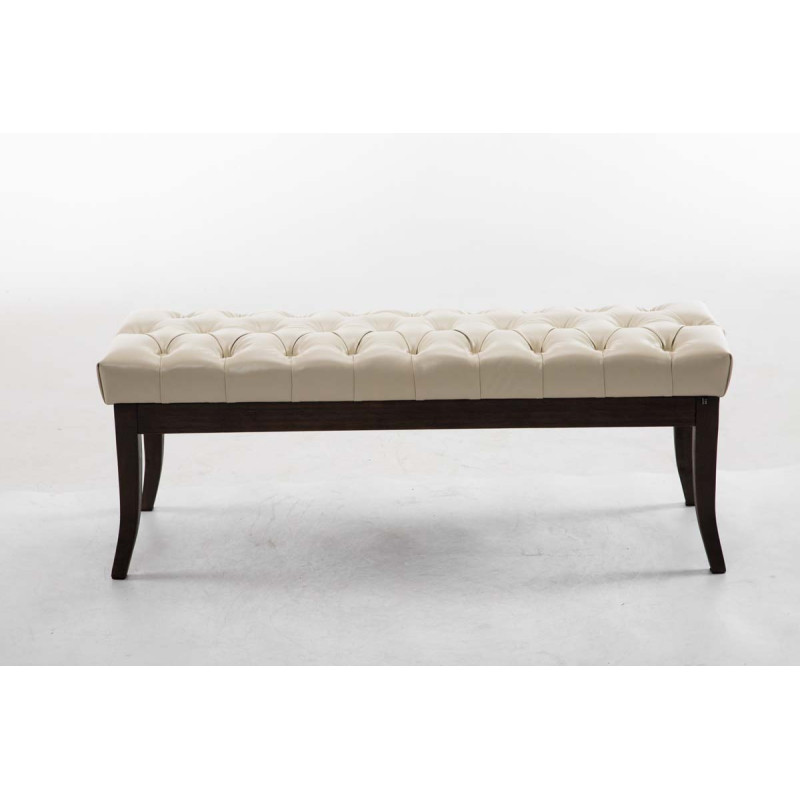 Taburete Recibidor Ramses En Madera Oscura Crema,120 cm