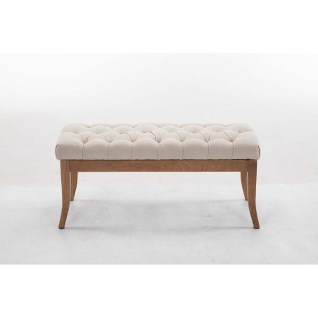 Banco Recibidor Ramses En Tela & Madera Clara Crema,100 cm