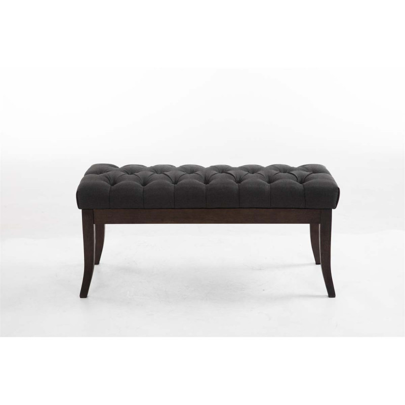 Panca design RAMSES in legno scuro antico e tessuto grigio scuro,100 cm