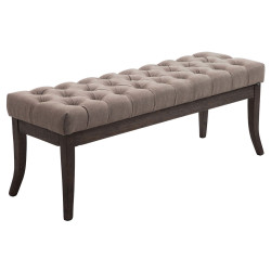 Panca design RAMSES in legno scuro antico e tessuto Tortora,120 cm