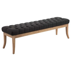 Banc Ramsès, tissu clair antique, 150 cm, gris foncé
