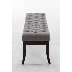 Panca design RAMSES in legno scuro antico e tessuto grigio,150 cm