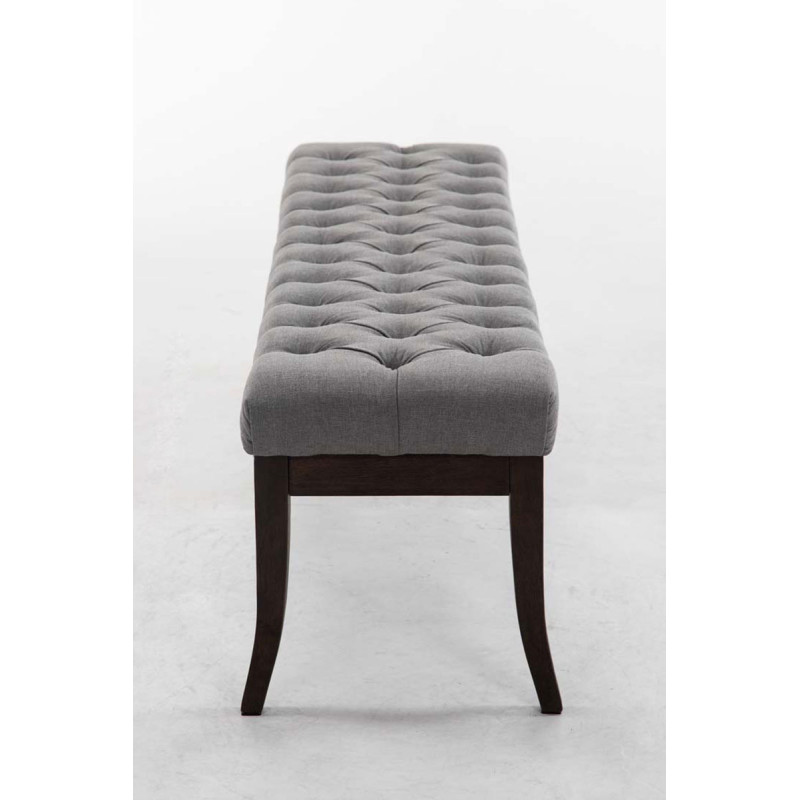 Panca design RAMSES in legno scuro antico e tessuto grigio,150 cm