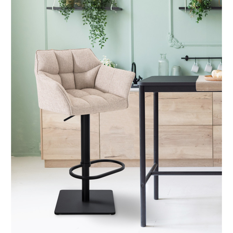 Lot de 2 tabourets de bar en tissu Damaso ivoire