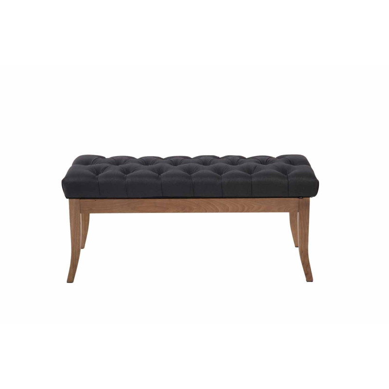 Banc Ramsès, tissu clair antique, 100 cm, noir