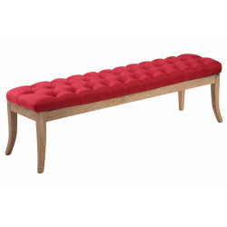 Banc Ramsès, tissu clair antique, 150 cm, rouge