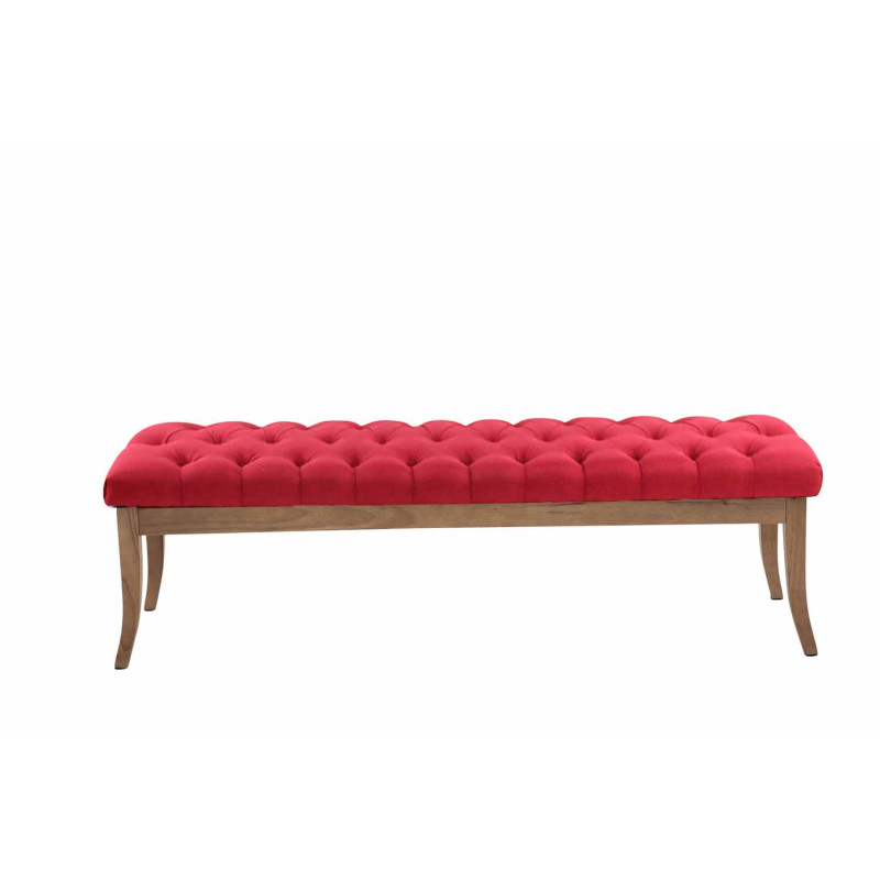 Banc Ramsès, tissu clair antique, 150 cm, rouge