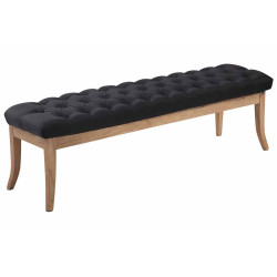 Banc Ramsès, tissu clair antique, 150 cm, noir