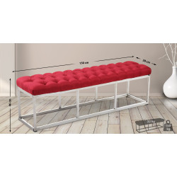 Banc Amun, tissu, acier inoxydable, 150 cm, rouge