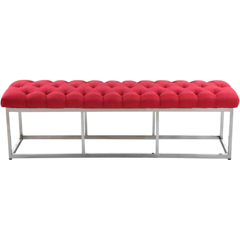 Taburete Pie de Cama Amun en Tela Rojo,150 cm
