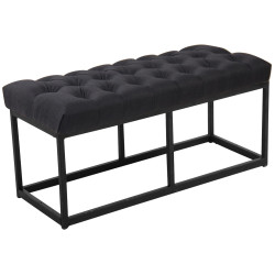 Taburete Pie de Cama Amun Tela & Negro Negro,100 cm